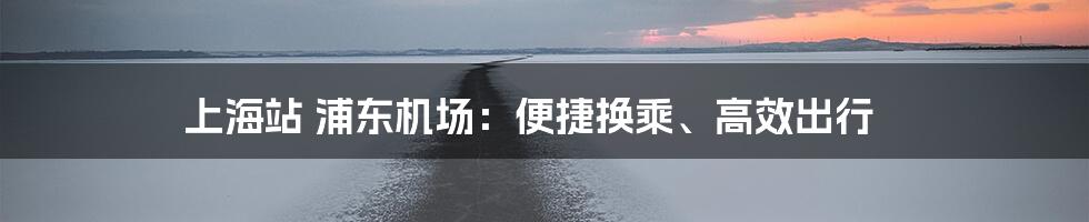 上海站 浦东机场：便捷换乘、高效出行