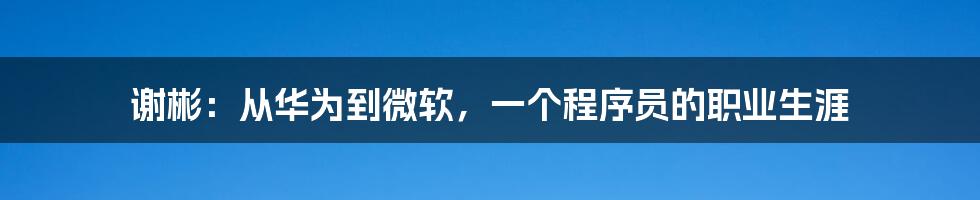 谢彬：从华为到微软，一个程序员的职业生涯