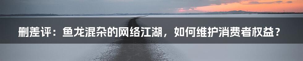 删差评：鱼龙混杂的网络江湖，如何维护消费者权益？