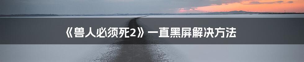 《兽人必须死2》一直黑屏解决方法