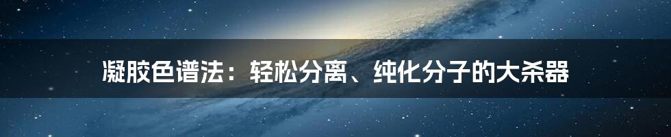 凝胶色谱法：轻松分离、纯化分子的大杀器