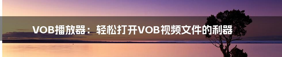 VOB播放器：轻松打开VOB视频文件的利器