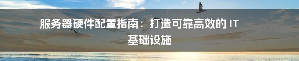 服务器硬件配置指南：打造可靠高效的 IT 基础设施