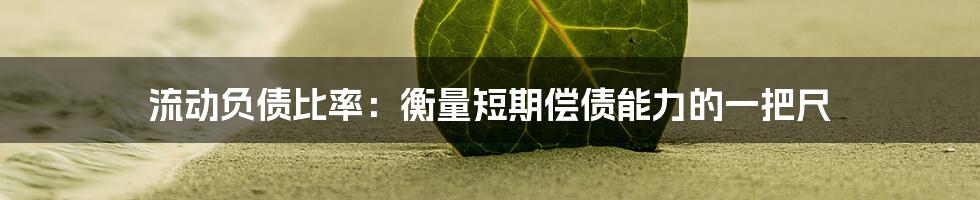 流动负债比率：衡量短期偿债能力的一把尺