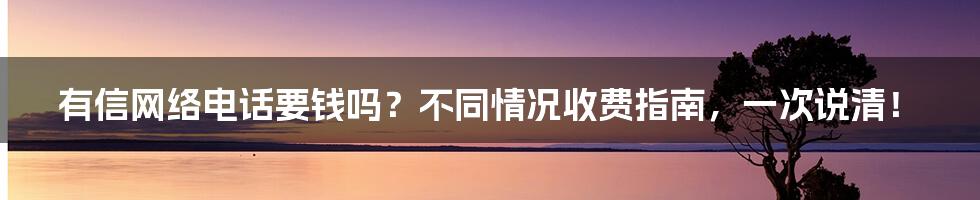 有信网络电话要钱吗？不同情况收费指南，一次说清！