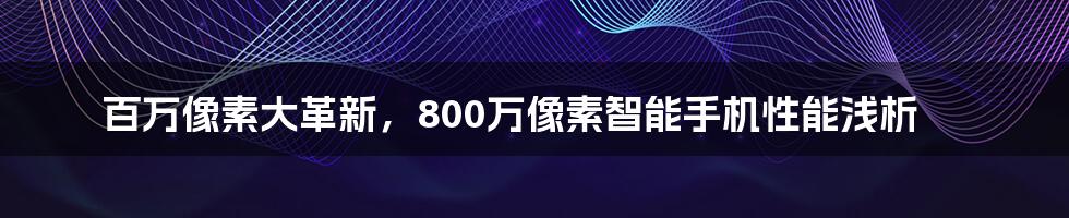 百万像素大革新，800万像素智能手机性能浅析