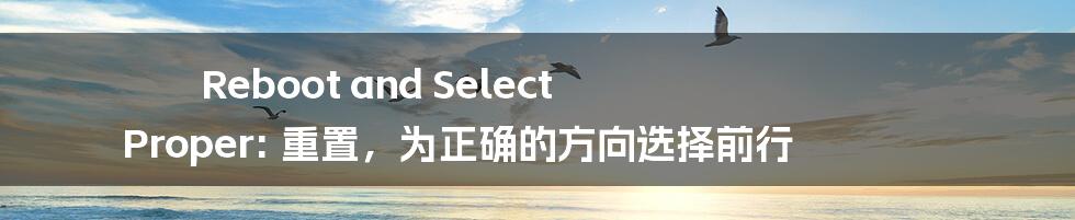 Reboot and Select Proper: 重置，为正确的方向选择前行