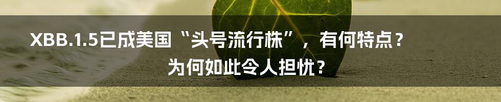 XBB.1.5已成美国“头号流行株”，有何特点？为何如此令人担忧？