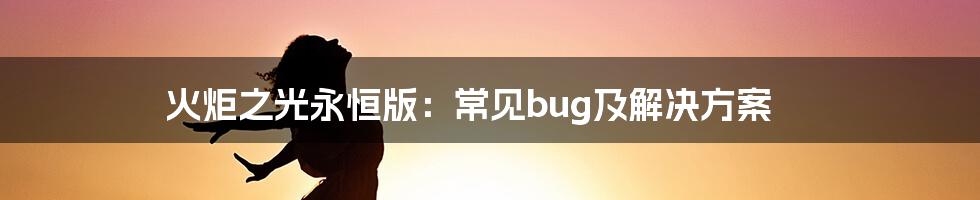 火炬之光永恒版：常见bug及解决方案