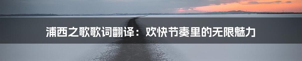 浦西之歌歌词翻译：欢快节奏里的无限魅力