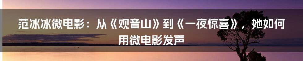 范冰冰微电影：从《观音山》到《一夜惊喜》，她如何用微电影发声