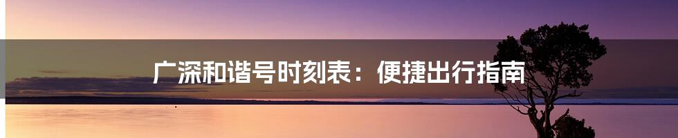 广深和谐号时刻表：便捷出行指南