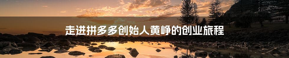 走进拼多多创始人黄峥的创业旅程