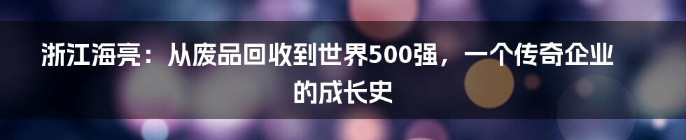 浙江海亮：从废品回收到世界500强，一个传奇企业的成长史