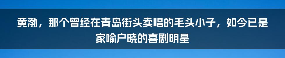 黄渤，那个曾经在青岛街头卖唱的毛头小子，如今已是家喻户晓的喜剧明星