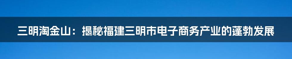 三明淘金山：揭秘福建三明市电子商务产业的蓬勃发展