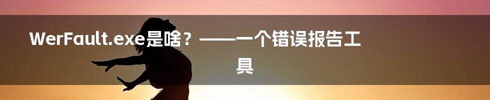 WerFault.exe是啥？——一个错误报告工具