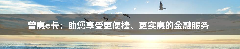 普惠e卡：助您享受更便捷、更实惠的金融服务