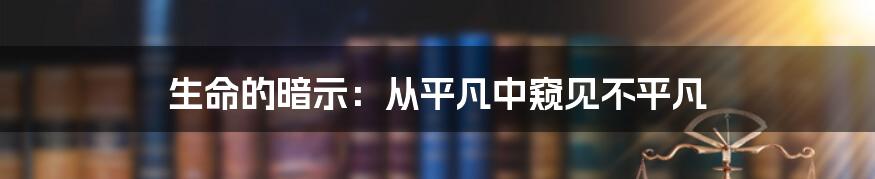 生命的暗示：从平凡中窥见不平凡