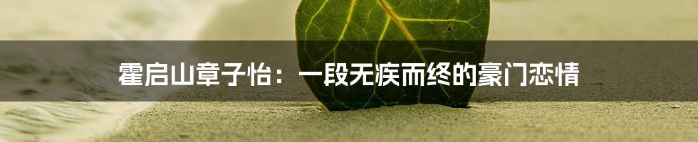 霍启山章子怡：一段无疾而终的豪门恋情