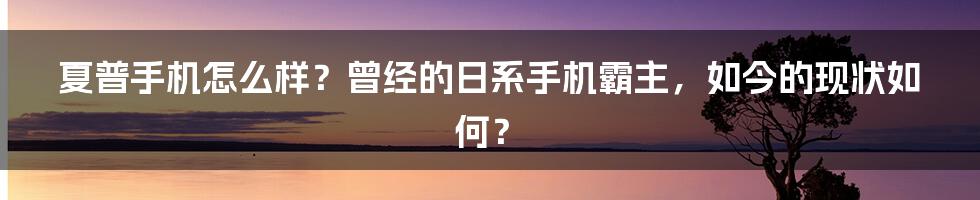 夏普手机怎么样？曾经的日系手机霸主，如今的现状如何？