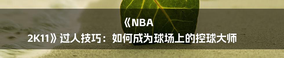 《NBA 2K11》过人技巧：如何成为球场上的控球大师