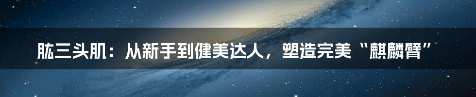 肱三头肌：从新手到健美达人，塑造完美“麒麟臂”