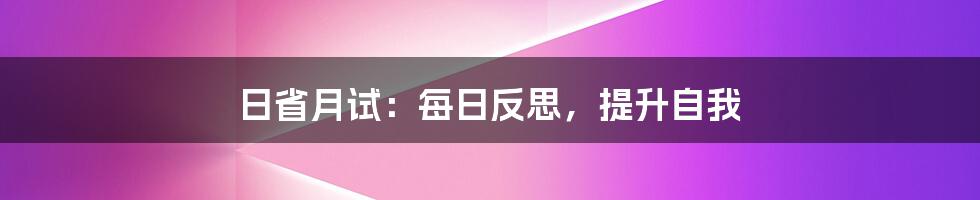 日省月试：每日反思，提升自我