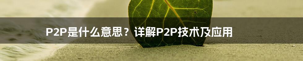 P2P是什么意思？详解P2P技术及应用