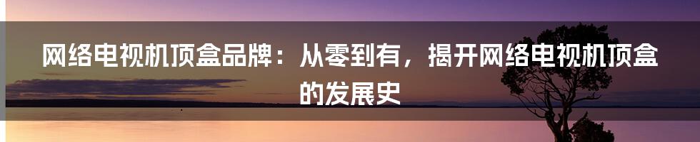 网络电视机顶盒品牌：从零到有，揭开网络电视机顶盒的发展史