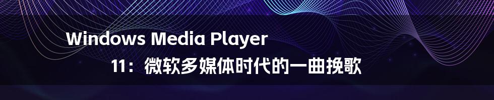 Windows Media Player 11：微软多媒体时代的一曲挽歌