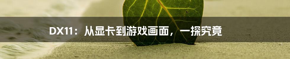 DX11：从显卡到游戏画面，一探究竟