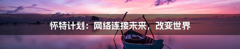 怀特计划：网络连接未来，改变世界