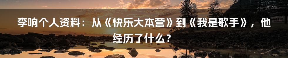 李响个人资料：从《快乐大本营》到《我是歌手》，他经历了什么？