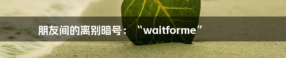 朋友间的离别暗号：“waitforme”