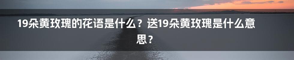 19朵黄玫瑰的花语是什么？送19朵黄玫瑰是什么意思？