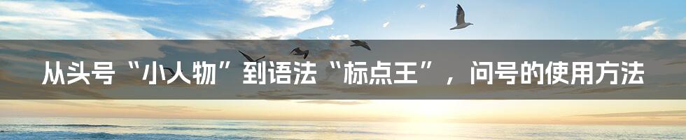 从头号“小人物”到语法“标点王”，问号的使用方法