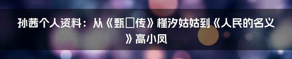 孙茜个人资料：从《甄嬛传》槿汐姑姑到《人民的名义》高小凤