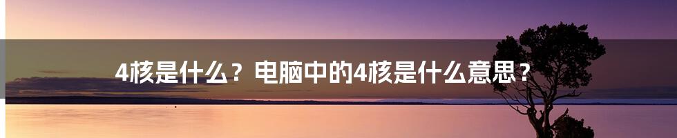 4核是什么？电脑中的4核是什么意思？