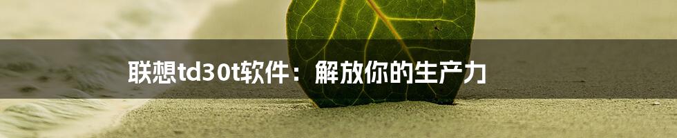 联想td30t软件：解放你的生产力