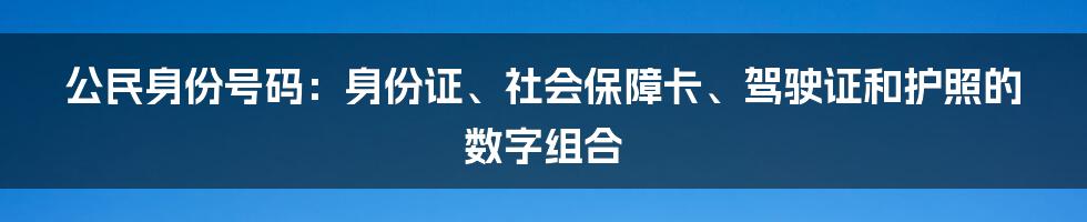 公民身份号码：身份证、社会保障卡、驾驶证和护照的数字组合