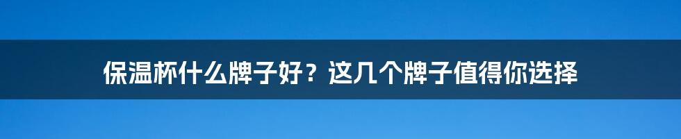 保温杯什么牌子好？这几个牌子值得你选择