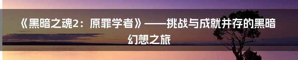 《黑暗之魂2：原罪学者》——挑战与成就并存的黑暗幻想之旅