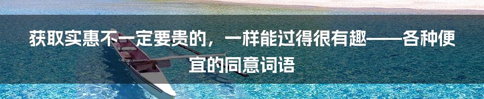 获取实惠不一定要贵的，一样能过得很有趣——各种便宜的同意词语