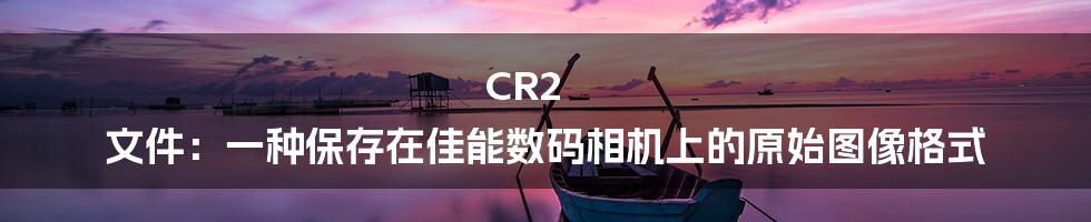 CR2 文件：一种保存在佳能数码相机上的原始图像格式