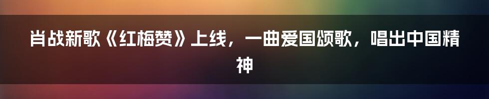 肖战新歌《红梅赞》上线，一曲爱国颂歌，唱出中国精神