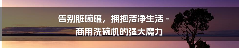 告别脏碗碟，拥抱洁净生活 - 商用洗碗机的强大魔力