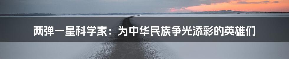 两弹一星科学家：为中华民族争光添彩的英雄们