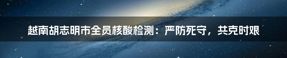 越南胡志明市全员核酸检测：严防死守，共克时艰