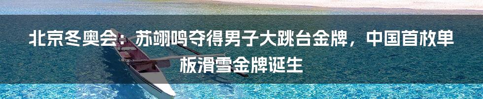 北京冬奥会：苏翊鸣夺得男子大跳台金牌，中国首枚单板滑雪金牌诞生